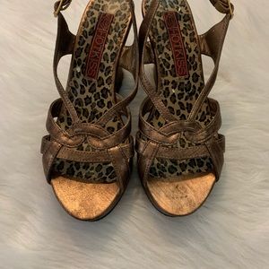 Copper colored wedges never worn by Hot Kiss!